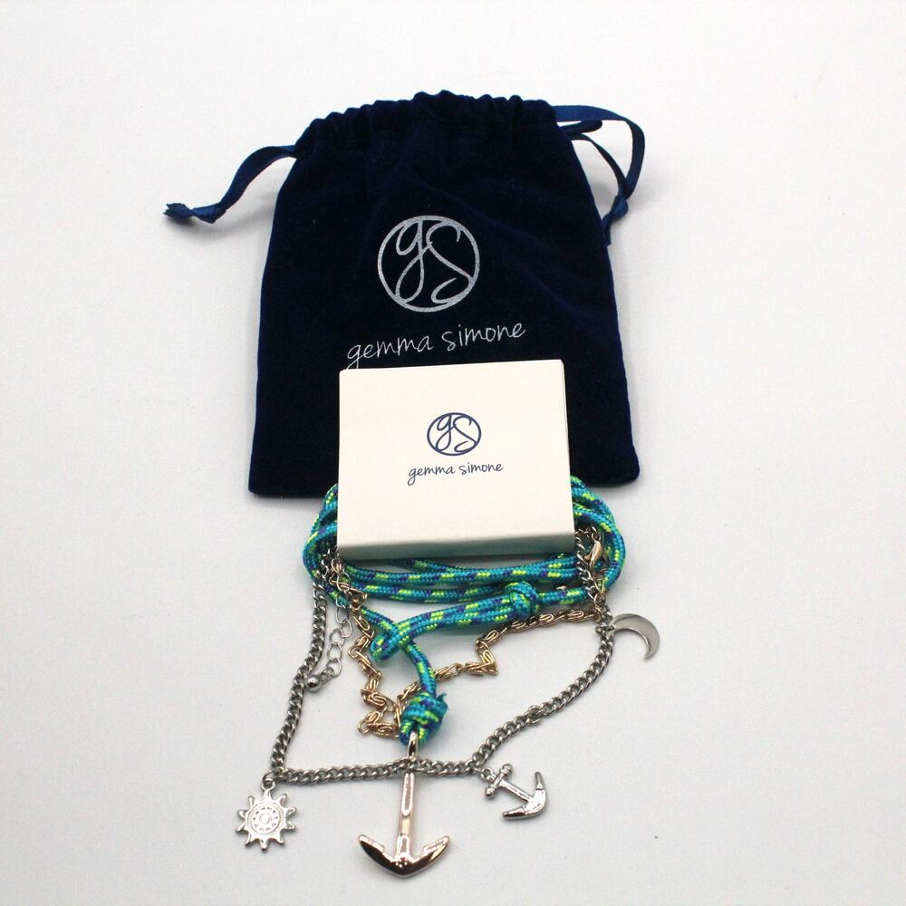 Gemma‎ Simone Nautical Multi Strand Rope & Chain Charm Bracelet Set NEW